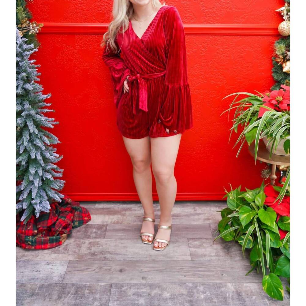 NEW FANTASTIC FAWN velvet romper in burgundy